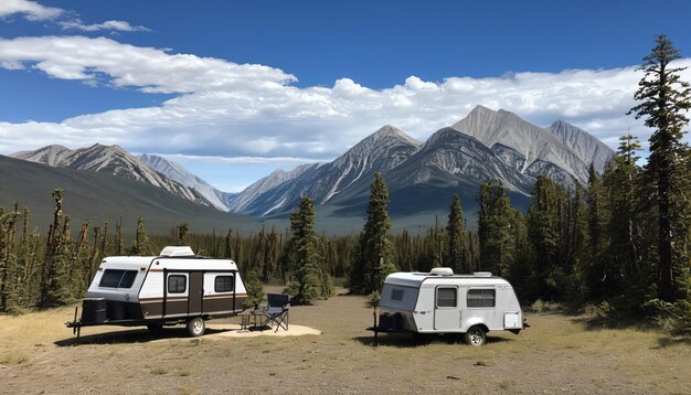 Flucht in die Berge Wildnis Camper Anhänger