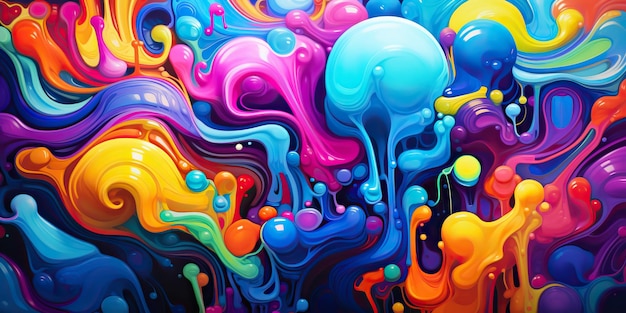 Flüssige Farbe psychedelische Wirbel Trippy abstrakter Acryl-Hintergrund Generative KI