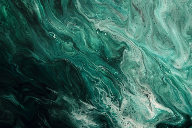 Flüssige Kunst. Liquid Velvet Jade grüne abstrakte Tropfen und Wellen. Marmoreffekthintergrund oder -beschaffenheit