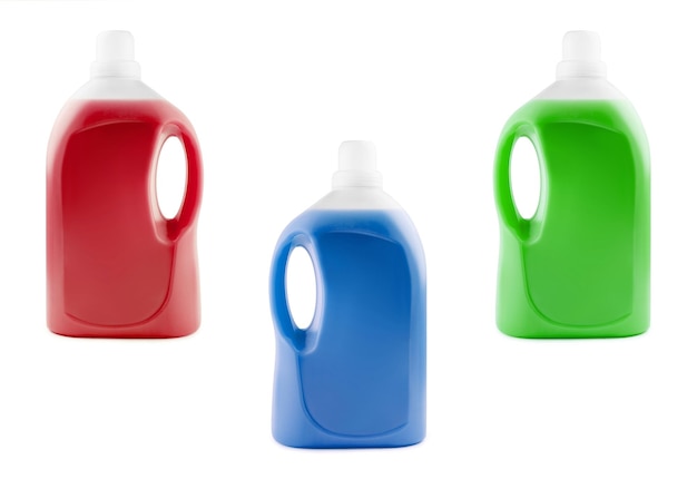 Flüssige Seife oder Waschmittel in Plastikflaschen