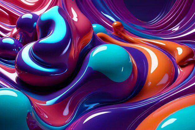 Flüssiger 3D-Abstrakt-Hintergrund Flüssige Farbgradienten, Formen, Abdeckungen, Vorlage, Holo-Abstract