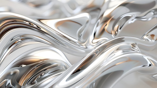 Flüssigmetall Geschmolzenes Silber Abstraktes Hintergrund mit glatten silbernen Wellen