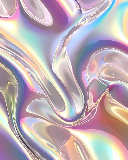 Flüssigmetall-Textur abstrakter Hintergrund mit weichen Neonfarben Wellen-Design-Banner