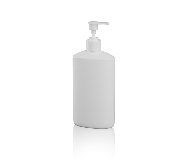 Flüssigseife Kosmetik weiße Plastikflasche Leere weiße Mockup-Plastikflasche für Kosmetikprodukt isoliert auf weißem Hintergrund 3D-Darstellung