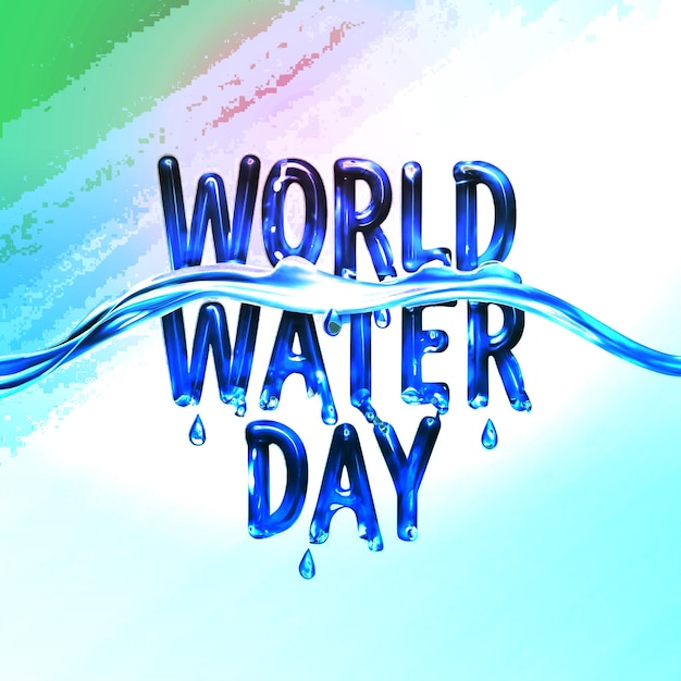 Flüssigtext-Effekt zum Weltwassertag auf isolierter Spritzgradienten-Hintergrund