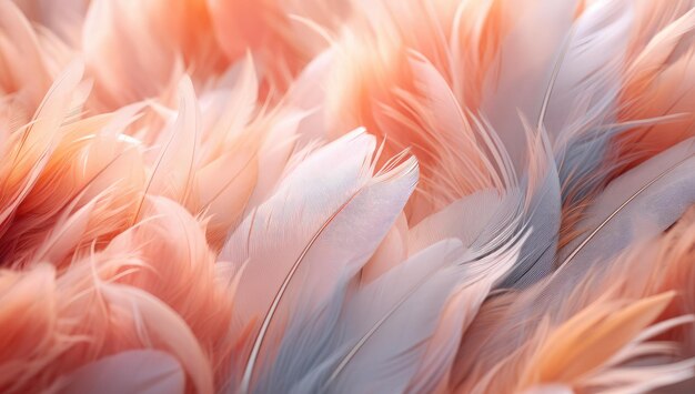 Flüstern der Eleganz Delikate orange und rosa Federn in weicher Harmonie Generative KI