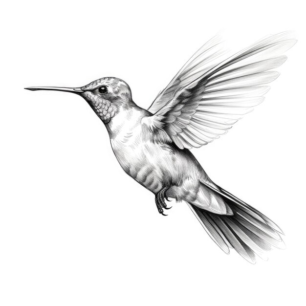 Flüstern der Eleganz Ein anmutiger Kolibri in einer ruhigen weißen Skizze
