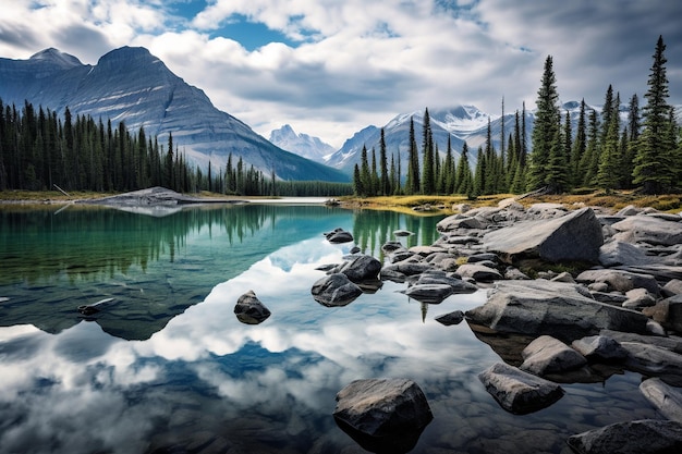 Flüsterndes Wasser, ruhige Seen inmitten der hoch aufragenden kanadischen Rocky Mountains