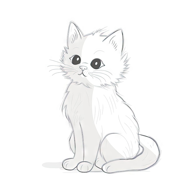 Fluffy Feline Eine einfache Illustration einer niedlichen Katze, die aufrecht sitzt