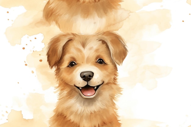 Fluffy Friends Um Padrão de Aquarela Extravagância Beba e Sorria Aquarelas de Cachorro Excêntricas