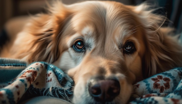 Fluffy spaniel disfruta de la belleza de la naturaleza fiel a su dueño mimado generado por IA