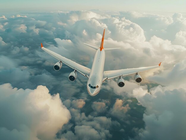 Flugzeug am Himmel schöne Wolke und natürliche Aussicht