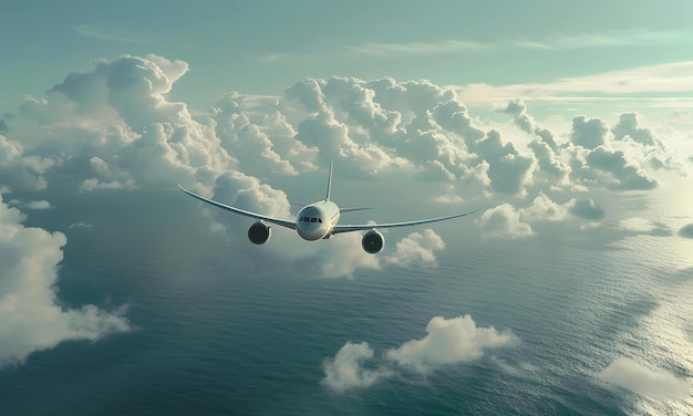 Flugzeug am Himmel schöne Wolke und natürliche Aussicht