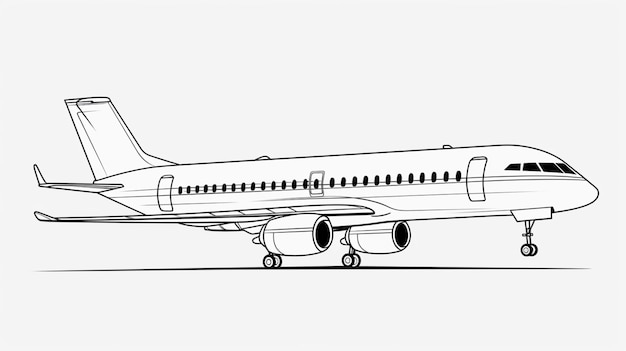 Flugzeug eine Linie Zeichnung Minimalismus Design Vektor Illustration