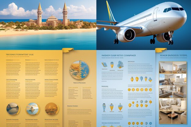 Flugzeug im Himmel Infografiken Vektorillustration Eps 10