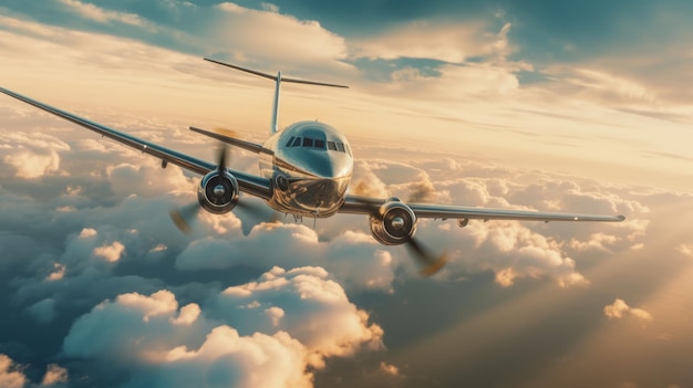 Flugzeug im Himmelshintergrund Illustration AI GenerativexA