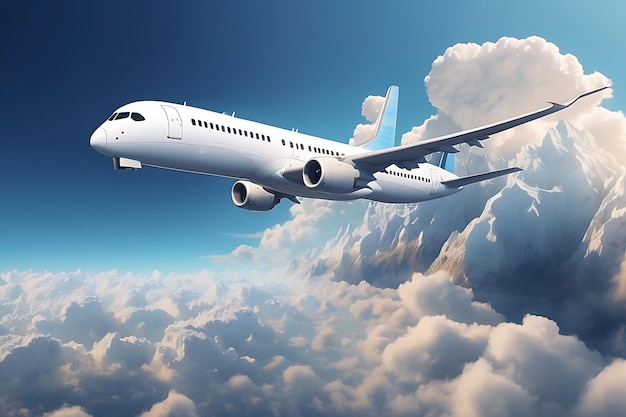 Flugzeug im Hintergrund über der Wolke fliegt