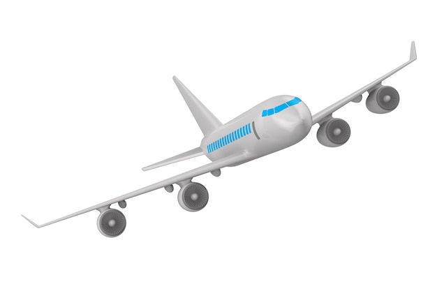 Flugzeug lokalisiert auf weißer 3D-Illustration