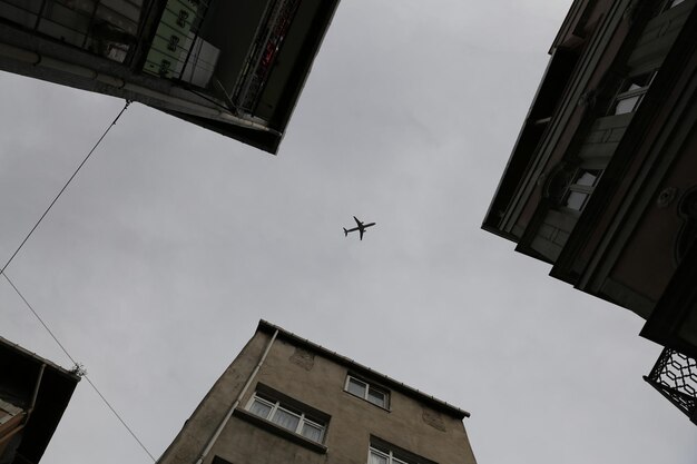 Flugzeug über Fener District in Istanbul Türkei