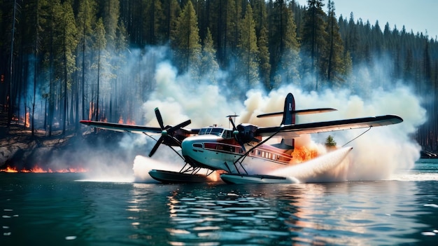 Flugzeuge, die über Wasserflächen fliegen