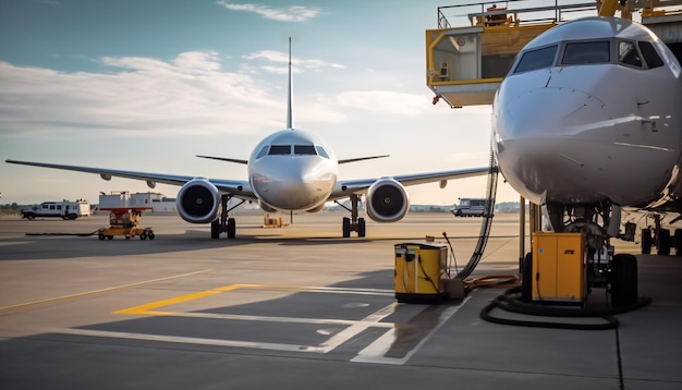 Flugzeuge tanken am Flughafen