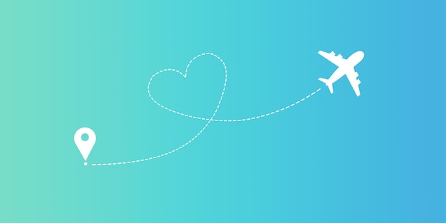 Flugzeugrouten Reise-Symbol Reise vom Startpunkt und Punktelstreckenverfolgung