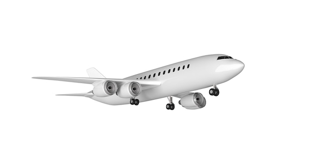 Flugzeugstart isoliert Ausschnitt weißer Hintergrund 3D-Darstellung