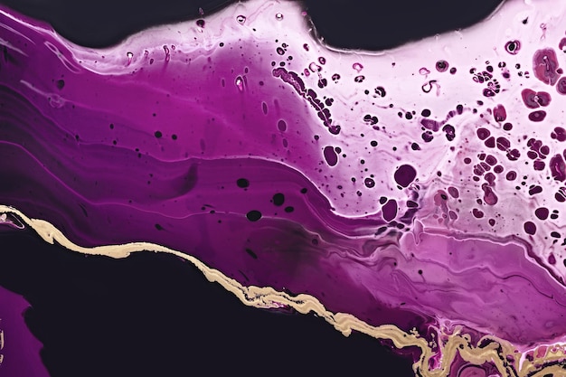 Fluid Art Onda de ouro metálica e abstração roxa Fundo ou textura de efeito de mármore