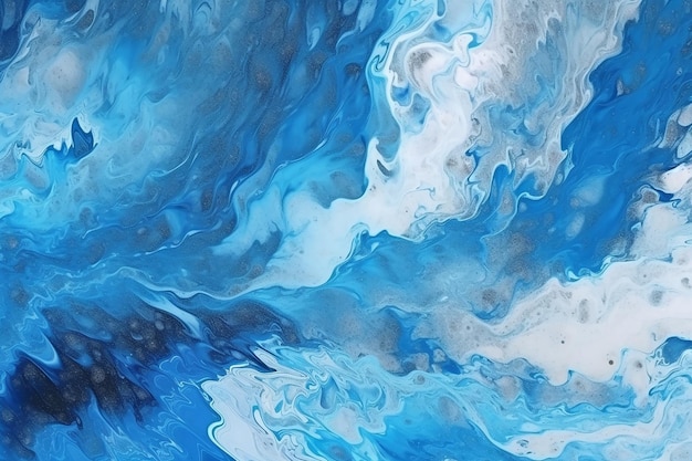 Fluid Dreams abstrakte Kunst, blauer Hintergrund mit flüssigem Grunge