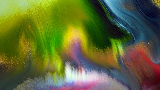 Fluide Liquide Kunst Acryl Ölfarben Textur. Hintergrund abstrakter Mischfarbeneffekt. Flüssiges farbiges Acrylkunstwerk fließt spritzt. Überfließende Farben der flüssigen Kunsttextur
