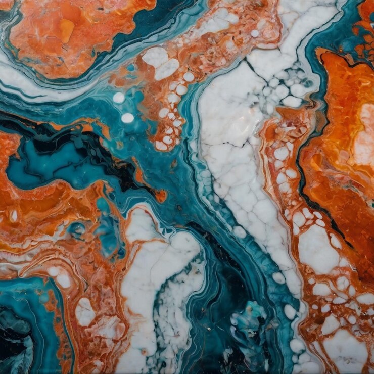fluidez colorida abstracta que emplea la técnica del mármol líquido en una paleta de colores brillantes