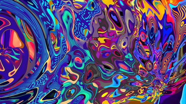 Fluido abstracto psicodélico colorido y fondo fractal líquido