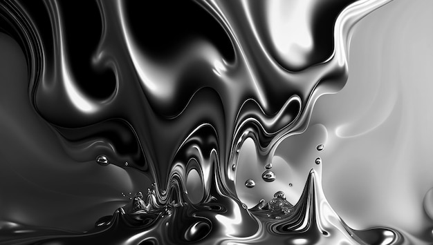 El fluido degradado de plata abstracto crece en la ilustración oscura