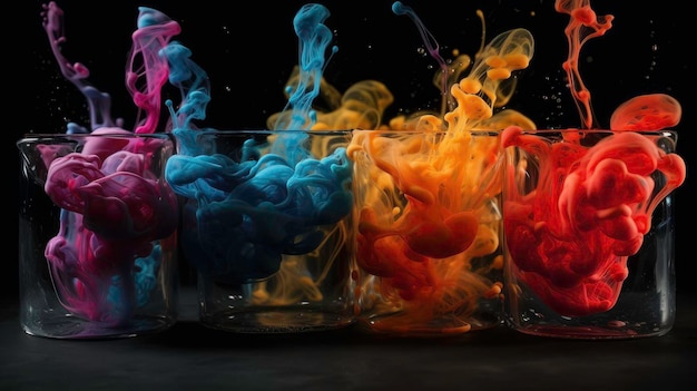 Fluidos coloreados con gravedadTinta agua Explosión humoAIgenerado