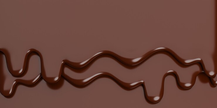 Flujo de chocolate derretido hacia abajo en banner marrón