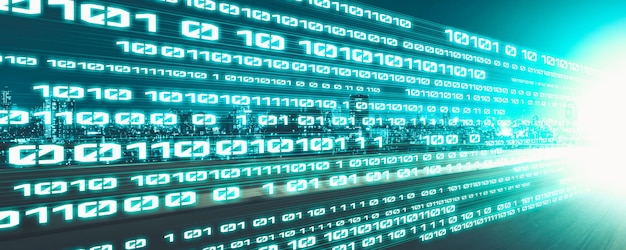 Flujo de datos digitales en la carretera con borrón de movimiento para crear una visión de transferencia de velocidad rápida
