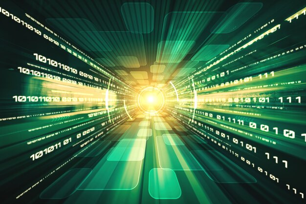 Flujo de datos digitales en la carretera con desenfoque de movimiento para crear una visión de transferencia de alta velocidad