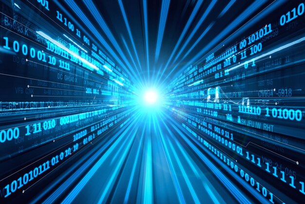 Flujo de datos digitales en carretera con desenfoque de movimiento para crear una visión de transferencia de alta velocidad