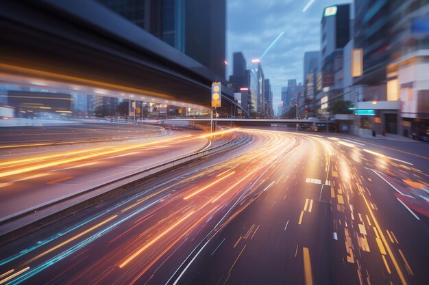 Flujo de datos digitales en la carretera con desenfoque de movimiento para crear una visión de transferencia de velocidad rápida