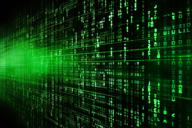 Flujo de datos digitales dinámicos Abstracto Fondo de computadora verde