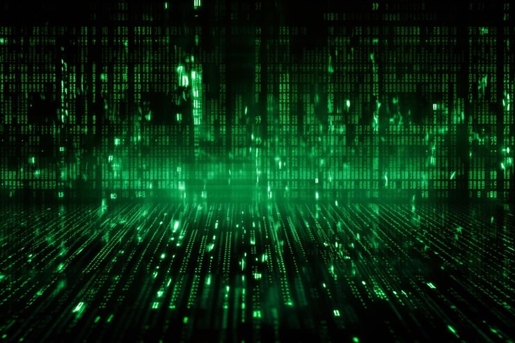 Flujo de datos digitales dinámicos Abstracto Fondo de computadora verde