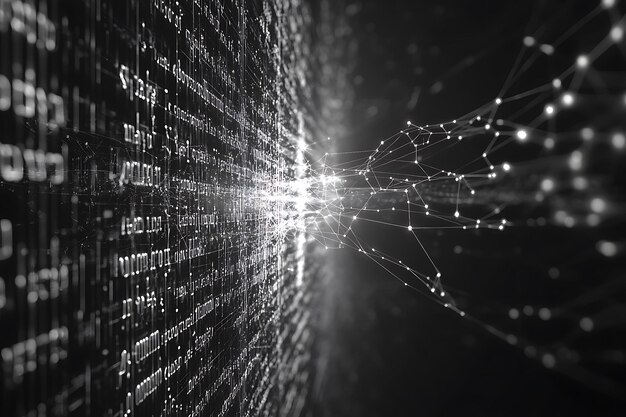 Flujo de datos transformando palabras en redes inteligentes