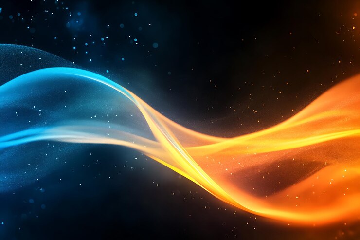 Flujo de energía azul y naranja