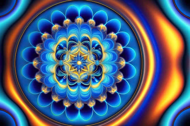 Flujo de fractal de energía azul brillante