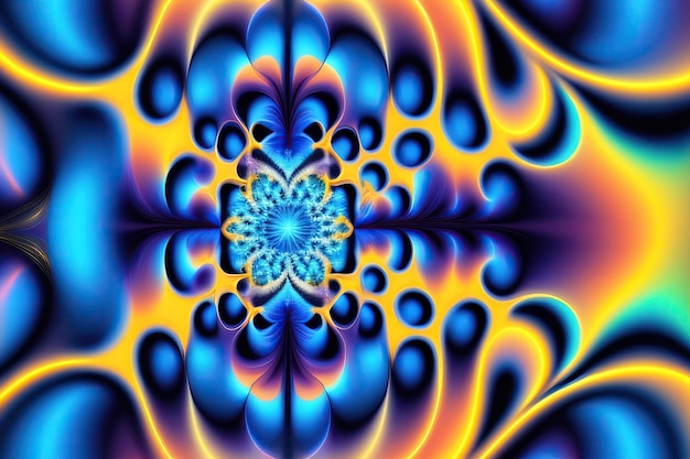Flujo de fractal de energía azul brillante