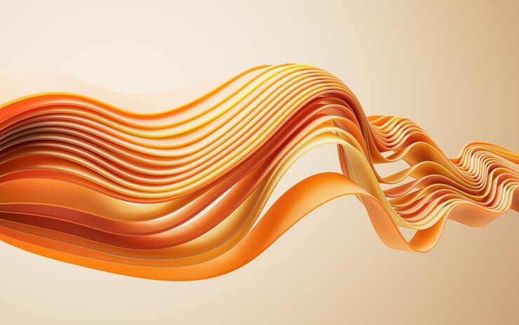 Foto flujo de gradiente curva naranja cintas de fondo renderización en 3d