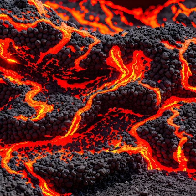 Flujo de lava con rocas de lava negra