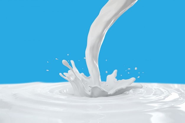 Foto flujo de leche realista con salpicaduras