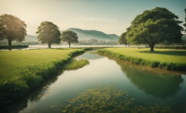 Flujo limpio del paisaje acuático escénico húmedo