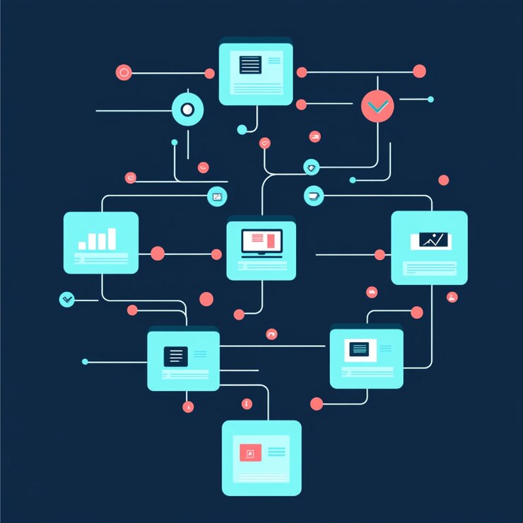 Foto un flujo de trabajo de git con múltiples repositorios vinculados entre sí para una configuración de monorepo